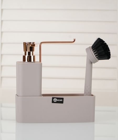 Akrilik Fırçalı Sıvı Sabunluk - Bronz