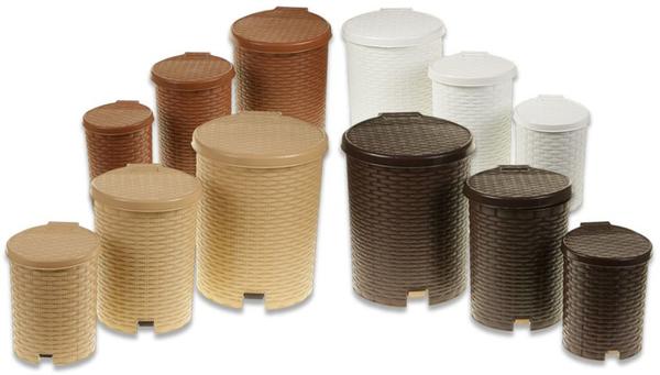Violet Rattan 3'lü Pedallı Çöp Kovası Seti | 0725-Weiss