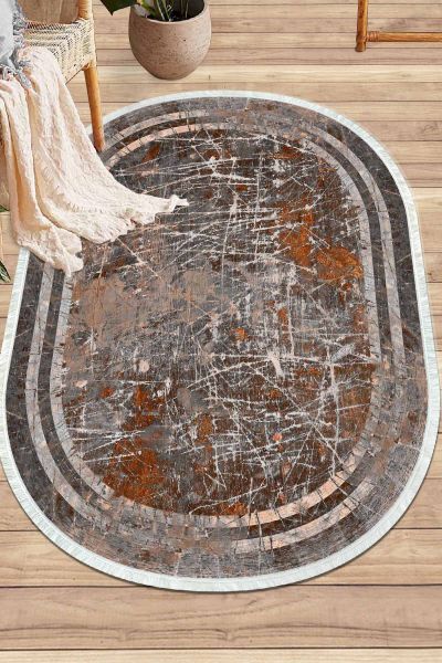 Birkilim Oval Yıkanabilir İpeksi Kaymaz Taban Dekoratif Halı | MLN-IP-O-HY-1300