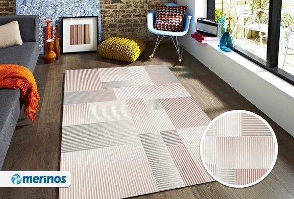 Merinos Diamond Relief Halı | Pembe | 22910-655-Rose