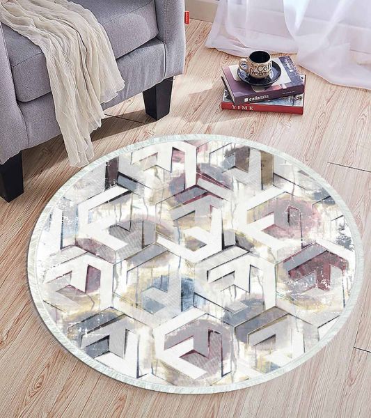 Birkilim Yuvarlak Yıkanabilir Dekoratif Halı İpeksi Kaymaz Taban | MLN-IP-YU-HT-484