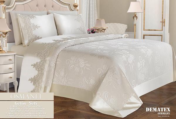 Dematex Braut Set Ottomane | Bettdecken und Bettwäschen Set | Creme