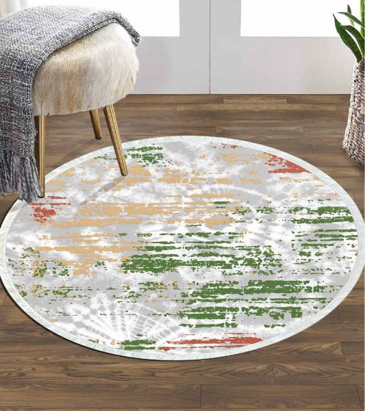 Birkilim Yuvarlak Yıkanabilir Dekoratif Halı İpeksi Kaymaz Taban | MLN-IP-YU-HT-1347