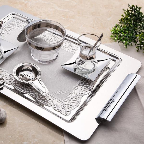 توبكابي طقم شاي 28 قطعة سادة (بدون كوب)