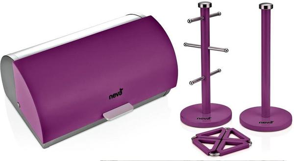 Neva Sweet Mutfak Seti | Ekmeklik Havluluk Tuzluk Kupalık | Mor | N2376