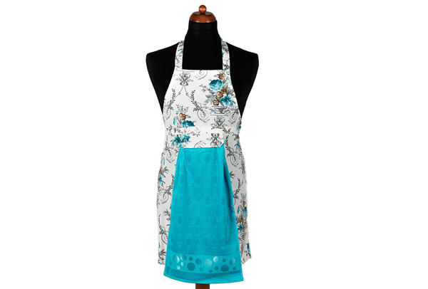 Dekonaz Doğa Desenli Mutfak Önlüğü | Turkuaz Havlu ve El Bezi Hediyeli | 73cm x 59cm