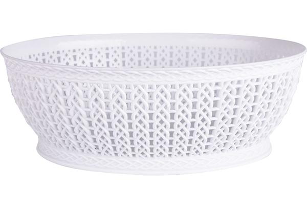 Dekonaz Örgülü Oval Ekmeklik 28x21cm | Berra-261-beyaz