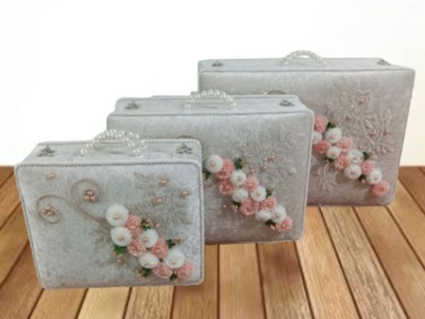 Dowry Land Velvet Sac de dot 3 pièces Cappucino