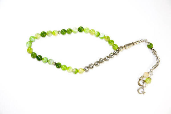 İsme Özel 33' lü Akik Doğal Taş Tesbih - Yeşil