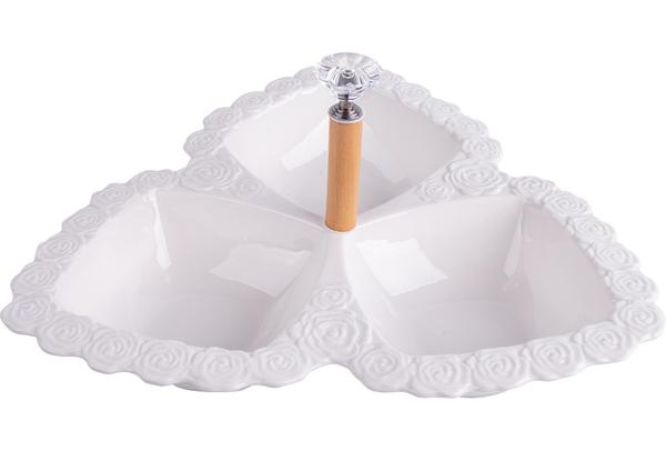 Duygu 3 Bölmeli Çerezlik Kahvaltı Tabağı | Beyaz | Dg-8013