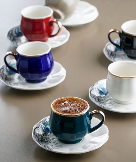 6Lı Porselen Kahve Fincan Takımı