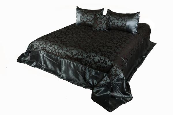 Taç Yatak Örtü Takımı Mardel | Mavi Siyah | Çift Kişilik