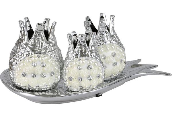 Almina 3'lü Dekoratif Şamdan Seti