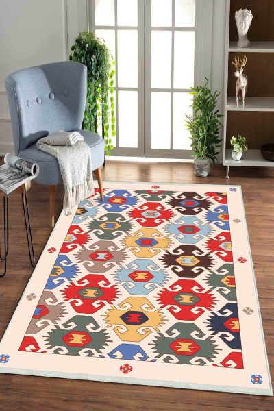 Birkilim Yıkanabilir Dekoratif Halı İpeksi Kaymaz Taban | MLN-IP-HK-0144