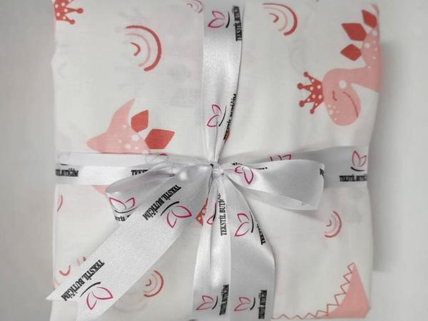 Ensemble housse de couette bébé dinosaure Dowry Land rose blanc