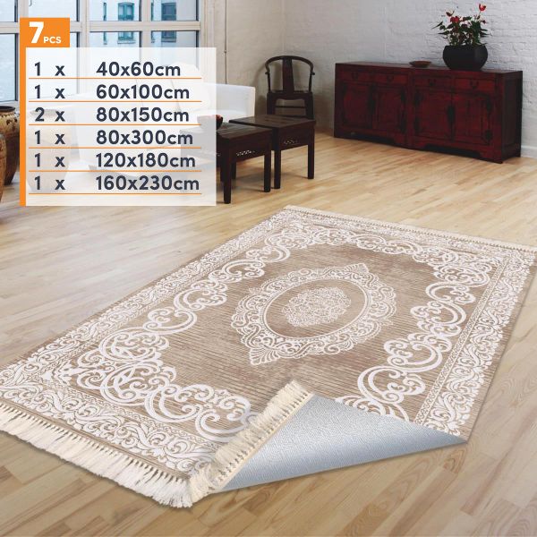 Birkilim 7li Yıkanabilir Halı Seti | MLN-HK141-1-KMP