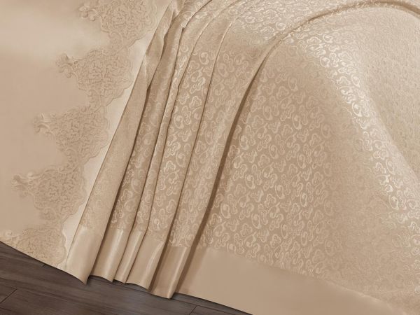 مجموعة Gonca الفرنسية Guipure Brocade Pique Cappucino