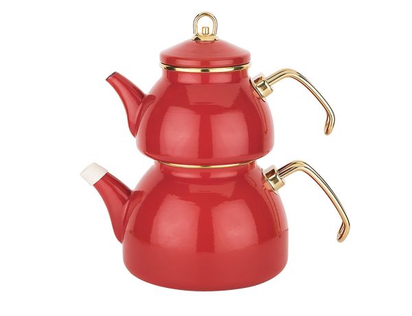 008-01-RED GOLD ENAMEL TEA TEA SET 1200ML / 2300ML