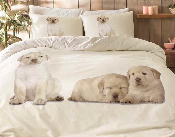 Taç Ranforce Nevresim Takımı Dogs Tek Kişilik Bej | 34525