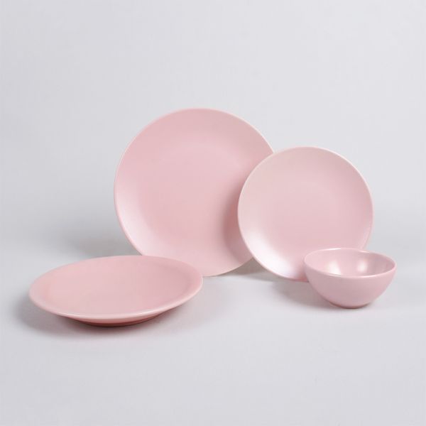 Vaisselle Ege Mat Rose Clair 24 Pièces pour 6 Personnes | céramique