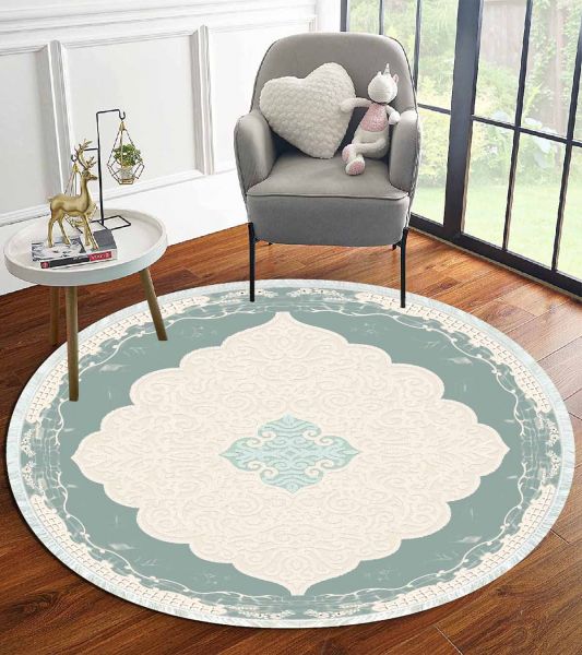 Birkilim Yuvarlak Yıkanabilir Dekoratif Halı İpeksi Kaymaz Taban | MLN-IP-YU-HT-1076