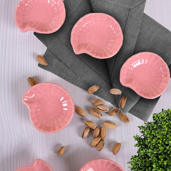 Pink Mini Snail Snack / Sauce Bowl 8 Cm 6 Pieces | Keramika