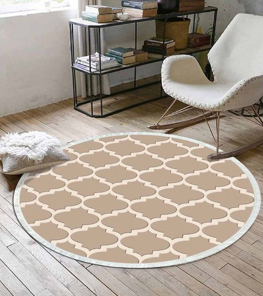 Birkilim Yuvarlak Yıkanabilir Dekoratif Halı İpeksi Kaymaz Taban | MLN-IP-YU-HS-175