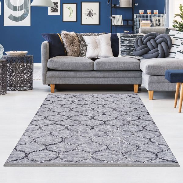 Siela | Latex Yıkanabilen Halı | Gri | 1705-Gray