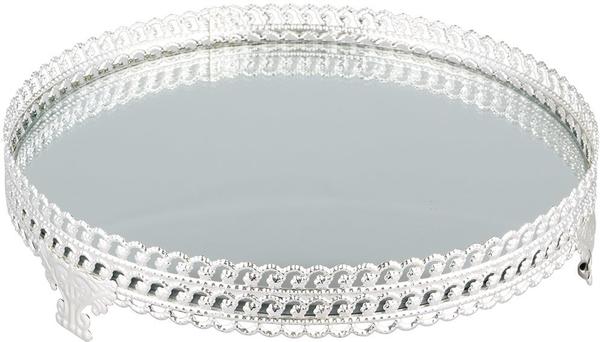 Duygu Lüks Aynalı Tepsi | Yuvarlak | Gümüş