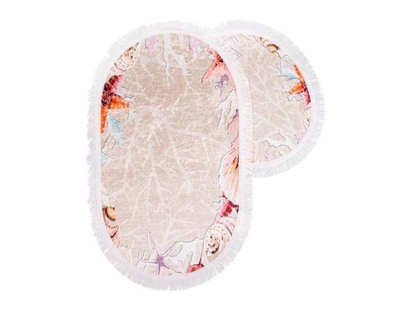 طقم بساط حمام بيضاوي نمط مارفن 2 قطعة بيج