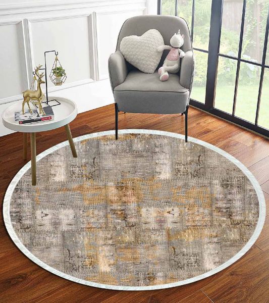 Birkilim Yuvarlak Yıkanabilir Dekoratif Halı İpeksi Kaymaz Taban | MLN-IP-YU-HT-982