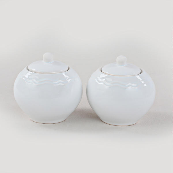 Weiße Romeo Zuckerdose 10 cm 2 Stück | Keramika