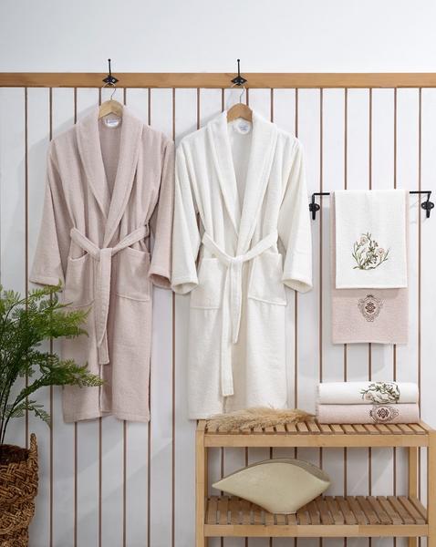 Soley Selva Ekonomik Aile Bornoz Seti Bej-Krem