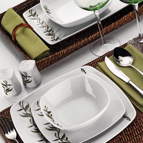 Kütahya Porselen Medusa 82 Parça Yemek Takımı | Kare | 12 Kişilik | 4574