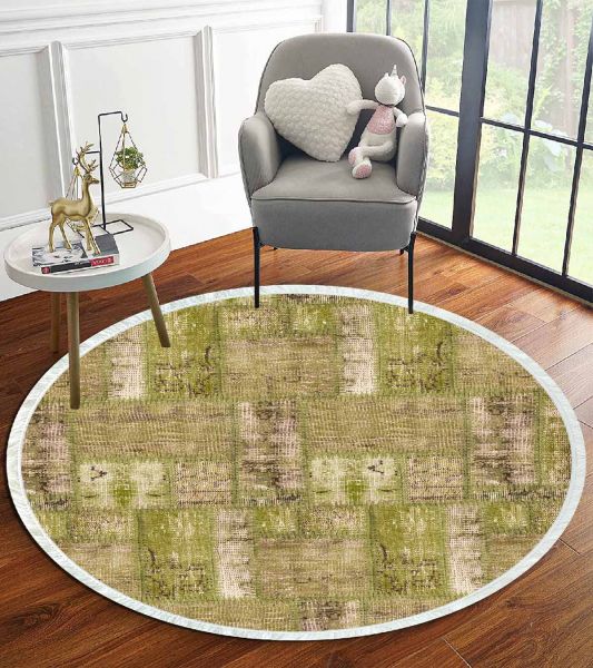 Birkilim Yuvarlak Yıkanabilir Dekoratif Halı İpeksi Kaymaz Taban | MLN-IP-YU-HT-983