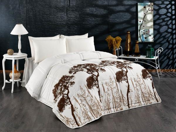 Belenay Çift Kişilik Kadife Yorgan - Güz Kahve