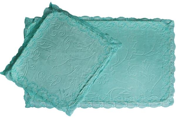 Brillant 2 Prc Banyo Paspası Takimi | Turkuaz Dantelli | 70189-turkuaz