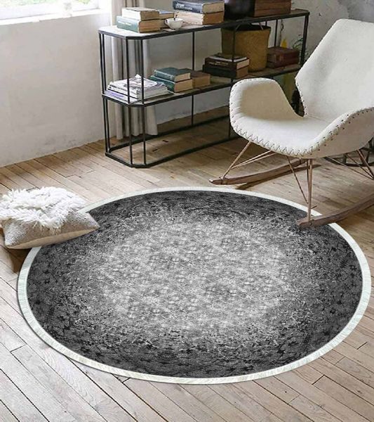 Birkilim Yuvarlak Yıkanabilir Dekoratif Halı İpeksi Kaymaz Taban | MLN-IP-YU-HT-245