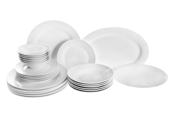 Almina Bennaissa Ess Set 26 Teilig Schlicht Weiß für 6 Personen