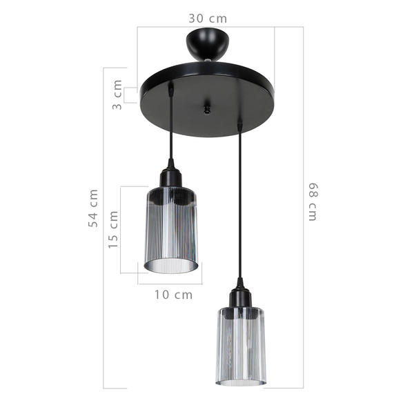 Aksel 2-Lustre Verre Optique Fumé Noir