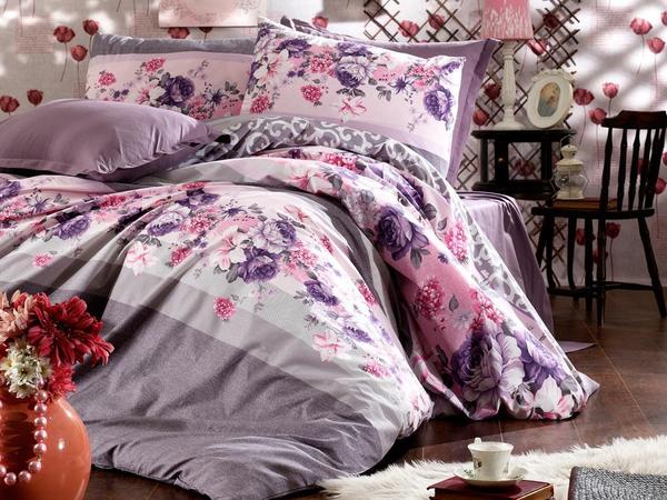 Ensemble de housse de couette double Dowry Land Rose Lila