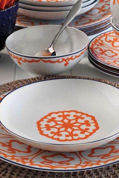 Kütahya Porselen 596619 Desen 24 Parça Yemek Seti Turuncu