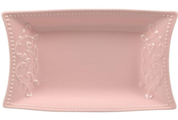 Dekonaz Porselen Servis Tabağı Çiçek ve Nokta Desenli | Pembe