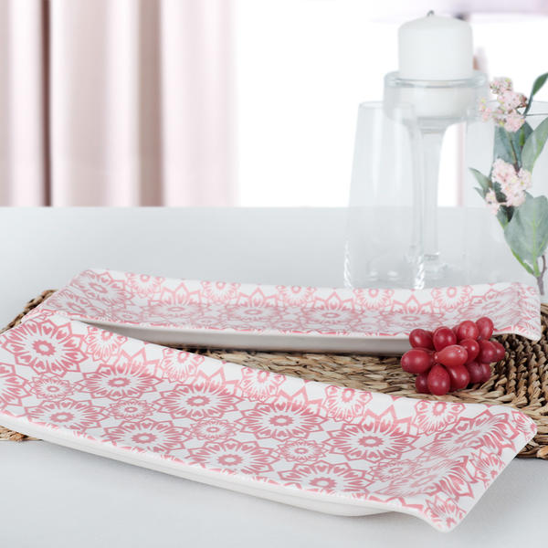 Keramika | 2'li İknat Pembe Kayık Tabak 33 Cm