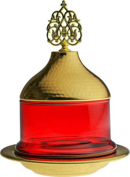 Dekonaz Gümüş Tepsi ve Kapaklı Lokumluk / Şekerlik | Kırmızı | Sek-0003