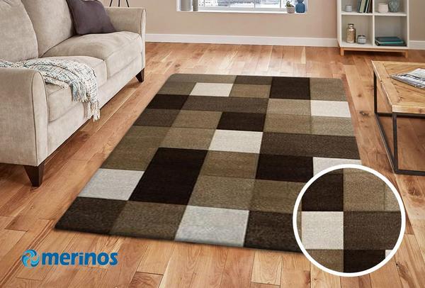 Merinos Brilliance Halı Kare Desenli | Kahverengi | 656-80-Brown