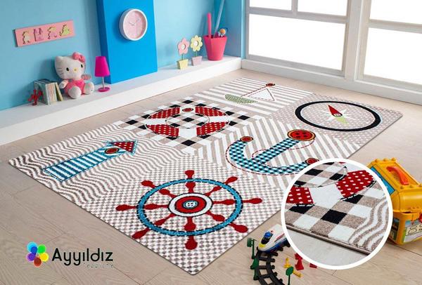 Ayyıldız Kids Marine Çocuk Halısı 100% PP Frise 11mm 2500 gr | Bej | 510Beige
