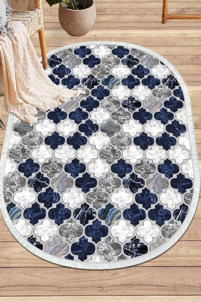 Birkilim Oval Yıkanabilir İpeksi Kaymaz Taban Dekoratif Halı | MLN-IP-O-HY-1185