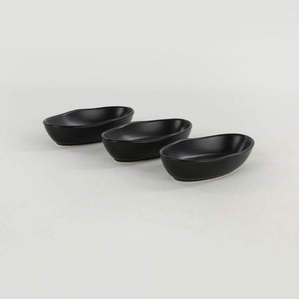 Matt Schwarzmeer Olivenhain 14 cm 3 Stück | Keramik