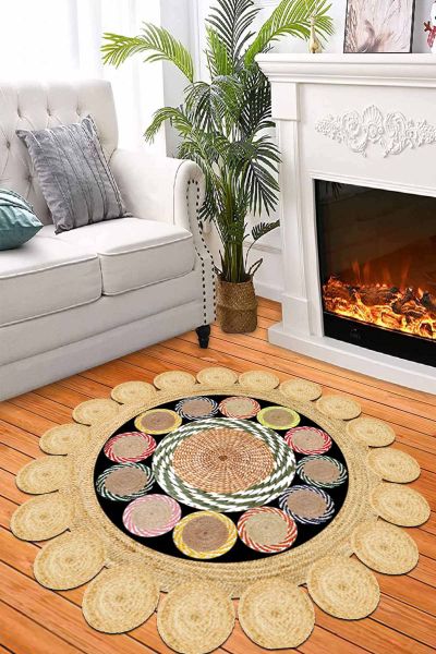 Birkilim Yuvarlak Yıkanabilir Dekoratif Halı İpeksi Kaymaz Taban | MLN-IP-HT-1606